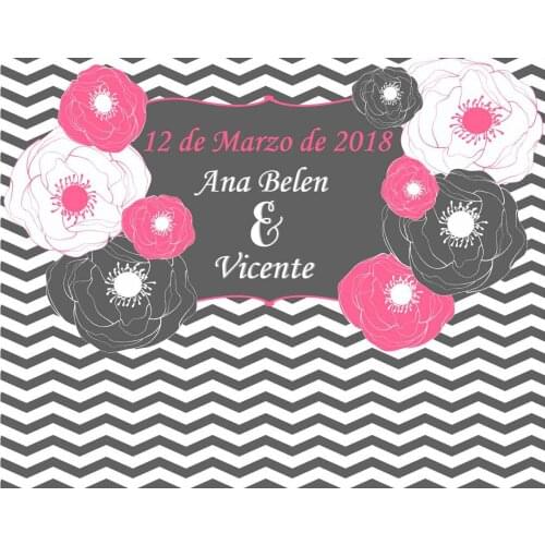 Custom Photocall Flexible Boda Flores Rayadas Grey Chevron Flower backdrops High quality Computer print party background