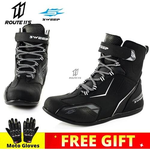 SWEEP Motorcycle Boots Mens Riding Competition Anti-skid Waterproof Road Shoes Off-Road Anti-drop Racing Motorcycle Shoes