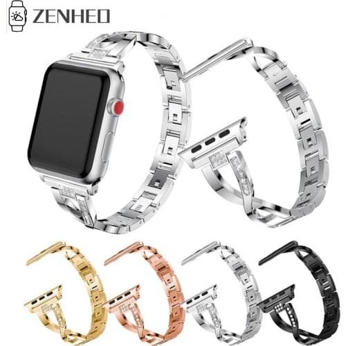 Watchband For Apple Watch Wristband 40mm 44mm 38mm 42mm Diamond Band for iWatch Series 4 3 2 1 Bracelet Stainless Steel Strap
