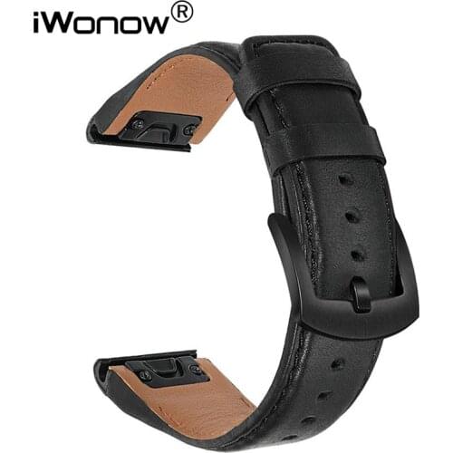 Quick Fit Genuine Leather Watchband 20mm for Garmin Fenix 6S / 6S Pro / 5S / 5S Plus / D2 Delta S Watch Band Replacement Strap