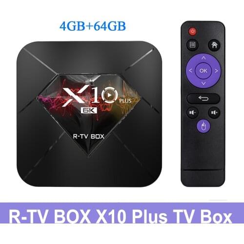 R-TV BOX Smart TV Box X10 PLUS Android 9.0 Allwinner H6 4K Media Player 4GB RAM 32GB ROM 2.4G WiFi USB3.0 H.265 VP9 Set Top Box