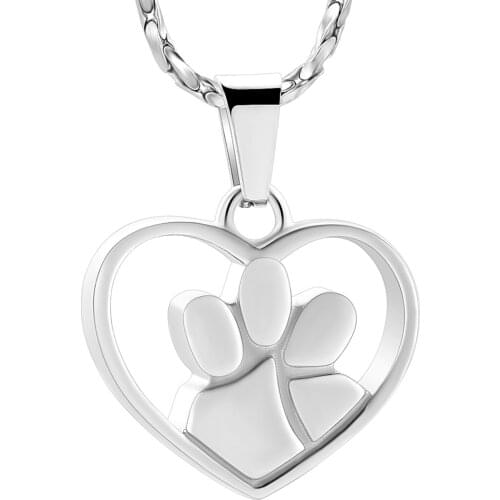 Pet Cremation Jewelry for Ashes Pendant Paw Print with Heart Urn Necklace Memorial Keepsake Jewelry for Pet/Dogs/Cats Ashes