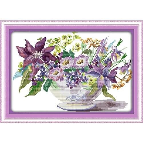 Vase Home Decor Cross Stitch Kits Printed Canvas DMC Counted printed Cross-stitch set Embroidery Needlework Kit DIY Beginner
