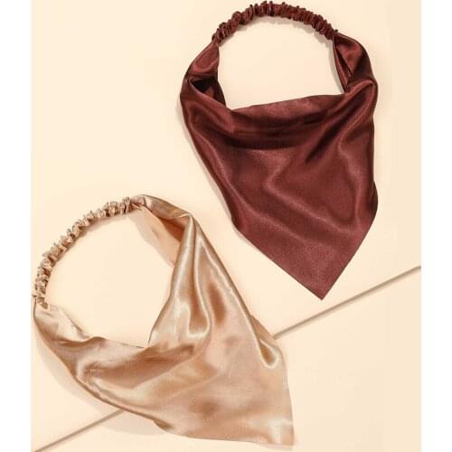 Solid Summer Hair Scarf Chiffon Triangle Bandanas Women Headband Turban Elastic Hairband Headwear Hair Accessories Ornaments