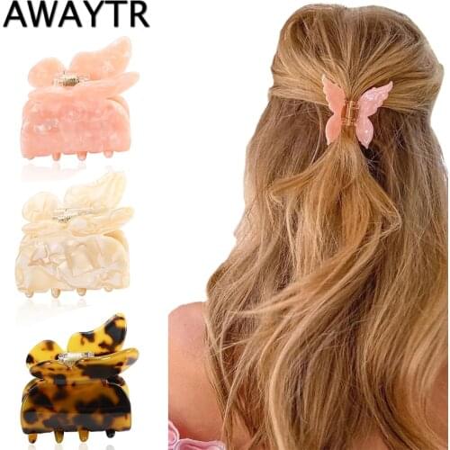 AWAYTR Butterfly Hair Clip Geometric Acrylic Acetate Hairpins Girls Women Hair Claws Banana Clip Hair Accessories Barrettes