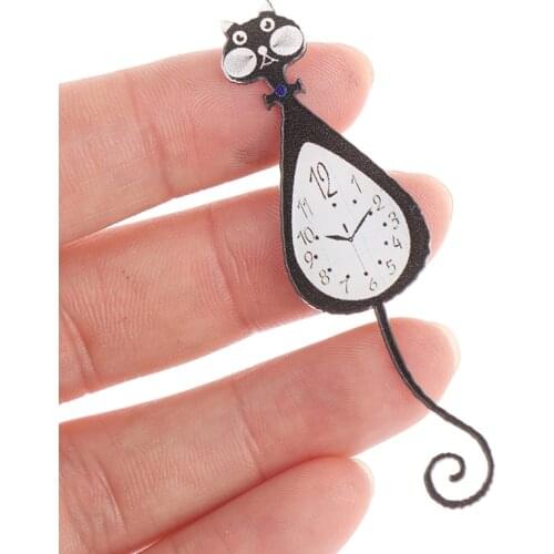 1:12 Dollhouse Miniature Cartoon Aquirrel Wall Clock Doll House Decor Toy