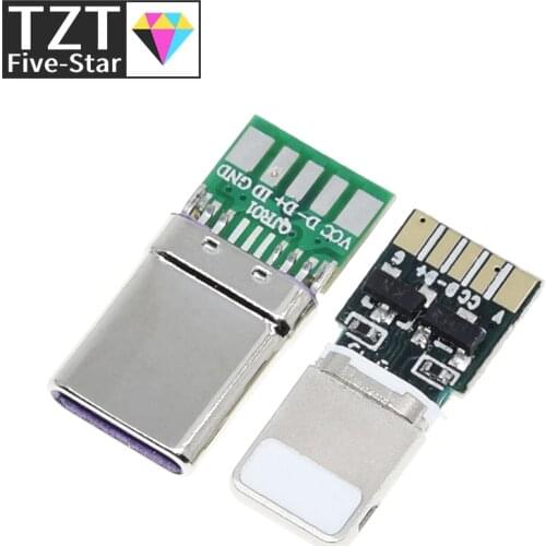 1Set Fast Charge USB For Apple Iphone 18W 3A Connector Welding On 5Pin PCB + Type-C Male 5Pin USB OTG Data Charge Cable DIY KIT