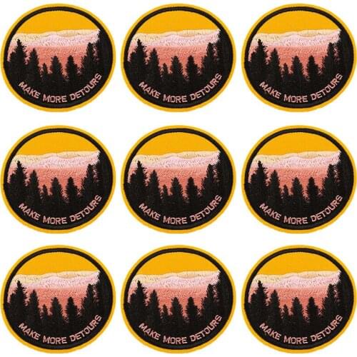 Pulaqi 10PCS Natural Trave Patch Stripe Wholesale Patches Iron On Patches For Clothing Mountain Wholesale Dropship Custom Patch