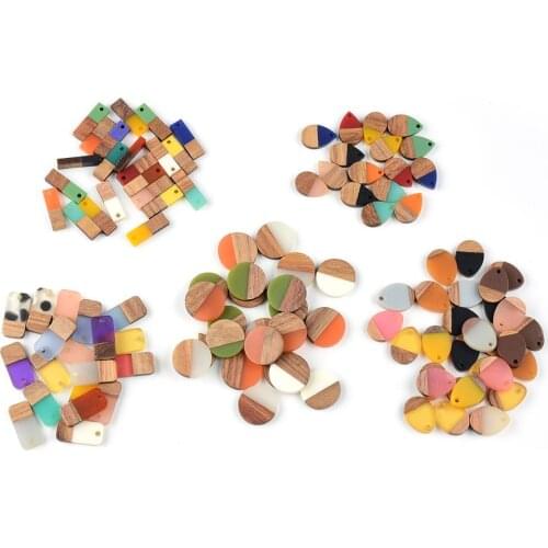 10PCS Vintage Strip Drop Earring Resin Charms Wood Jewelry Findings Handmade Wooden Earrings Necklace Pendant Make Diy Accessory