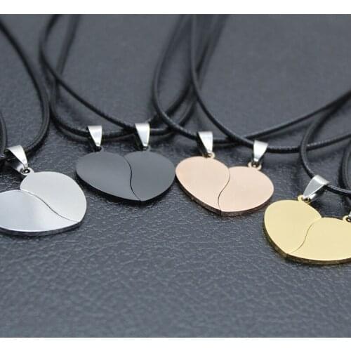 100% Stainless Steel Broken Heart Tag Pendant For Engrave Metal Heart Puzzle Jigsaw Charm Mirror Polished 10pair