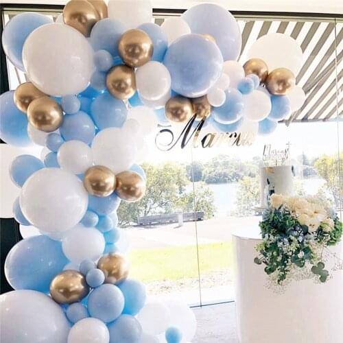 127pcs Macaron Pastel Blue Pink White Gold Chrome Balloon Arch Garland Birthday Wedding Baby Shower Party Backdrop Balloons
