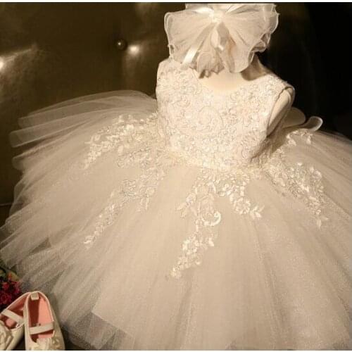 2017 Brand White First Communion Dresses For Girl Tulle Lace Infant Toddler Pageant Flower Girl Dress for Wedding and Birthday