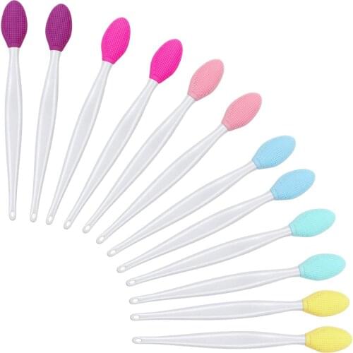 100pcs Lip Scrub Brush Easy To Carry Face Blackhead Removal Cleaning Silicone Nose Exfoliate Brush 6 Colors