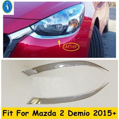 Yimaautotrims Auto Accessory Front Head Lights Lamp Eyelid Eyebrow Decoration Strip Cover Trim Fit For Mazda 2 Demio 2015 - 2019