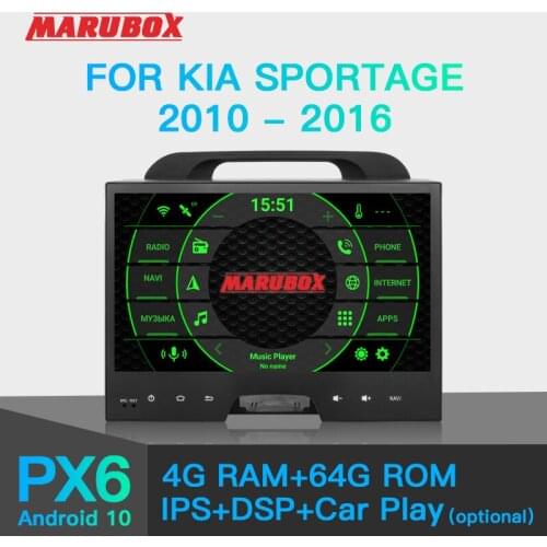 MARUBOX 2Din PX6 Android 10.0 For KIA Sportage 2010-2016 10 Inch IPS 8/6 Core 4G+64G GPS Radio Wifi Car Multimedia Player KD1075