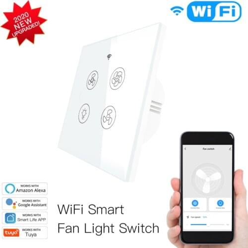 WiFi + RF433 Smart Ceiling Fan Light Switch 2/3 Way Control Smart Life/Tuya APP Work With Alexa Google Home 100-250V AC