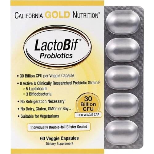 California Gold Nutrition, LactoBif Probiotics, 30 Billion CFU, 60 Veggie Capsules