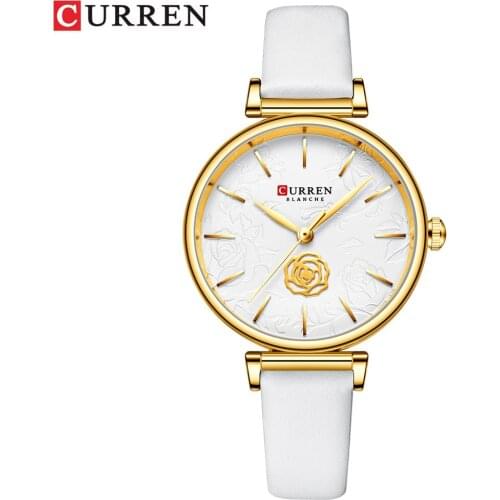 2020 New Women Watches Leather Strap Wristwatch For Women CURREN Top Brand Sports Gold Clock Stylish Quartz Ladies Clock Gift