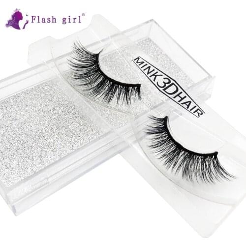 Flash Girl Natural Eyelashes 1 Pair 5D Faux Mink Lashes Makeup Extension Thick Handmade Cruelty Free Fake Eyelash 5D-W12