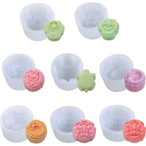 Mooncake Mold Chocolate Muffin Cups Mid-Autumn Festival Snowy Moon Cake Baking Pans Handmade Silicone Soap Molds for Kid