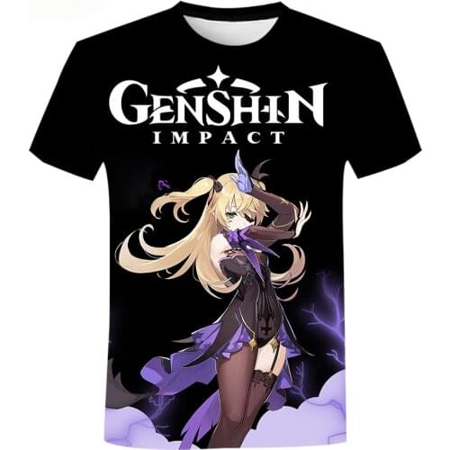 Summer Hot Sale Game Genshin Impact 3d Printed T-shirt Fashion Casual Hip-hop Harajuku Short Sleeve Round Neck Oversize