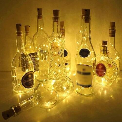 10Pcs Wine Bottle Lights with Cork 2M 20LED Fairy Light String Garland Wedding Party Christmas Bar Decoration Battery Powered