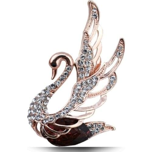 Exquisite Charm Lady Swan Brooch Elegant High-end Luxury Animal Fashion Jewelry