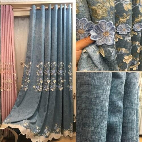 AS Classical Aristocratic European Chenille Embossed Custom Embroidered Shading Luxury Curtains for Living Dining Room Bedroom