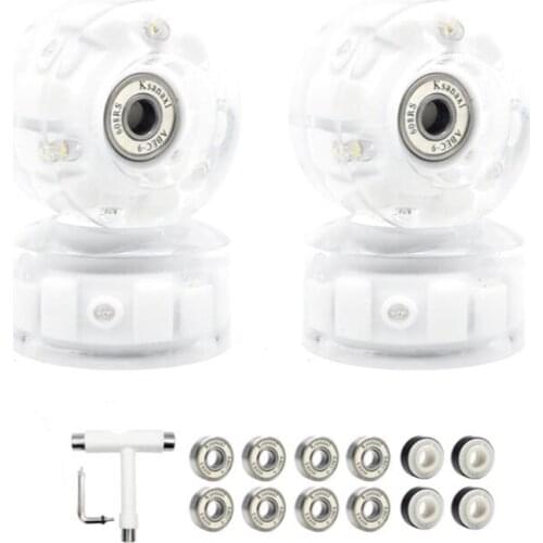 6-LED Roller Skate Wheels - Skateboard Wheels 4 Pack,Light Up Quad Wheels Double Row Skating 32 x 58 mm