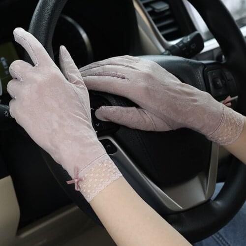 Summer womens sunscreen gloves cool breathable non-slip driving and riding touch screen mobile phone