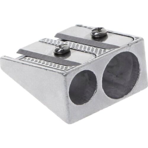 Metal Bevelled Double Hole Pencil Sharpener School Office Sharpener Stationery R91A