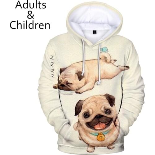 Fashion 3D Pug Hoodies Men Women Sweatshirts Harajuku Kids Hoodie pullover Hot Autumn 3D Pug Hooded Casual boys girls streetwear