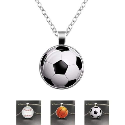 Fashion Best Friend Glass Dome Cabochon Basketball Baseball Softball Soccer Necklaces for Women