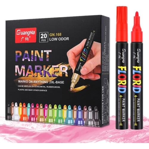 Permanent Paint Marker Pens 20 Colors Markers Oil-Based Painting Set for Car Tyre Tire Tread CD Waterproof Write On Anything