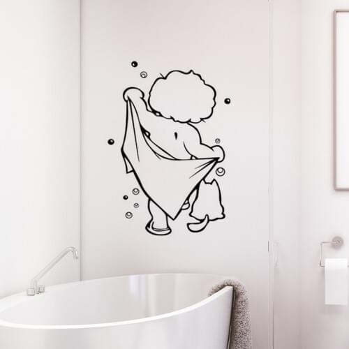 Shower Glass Door Stickers Kids Bathing Wall Stickers Cute Waterproof Removable for baby Bathroom Decor Stickers Wall Art Decals