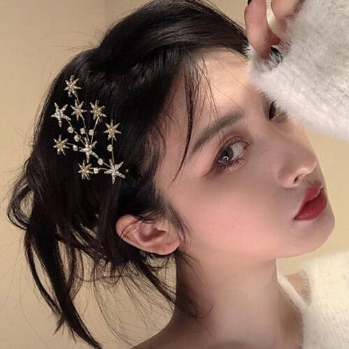 New Fashion Rhinestone Hair Clip Geometric Star Shape Hairpin Headband Crystal Hair Accessories For Women Girls Headwear