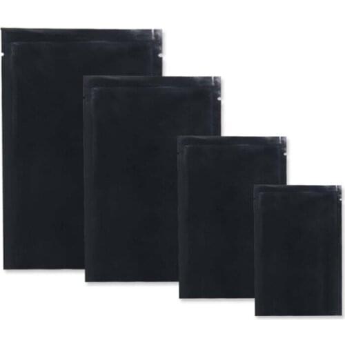 Black Color New Fashion Flat Type Pure Aluminum Heat Sealable Top Open Bag, Food Grocery Packaging Bag J10016