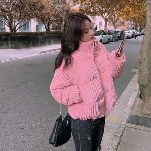 Winter New Woman jacket short corduroy padded Coats Womens clothing Zipper solid women‘s coat slim woman parkas