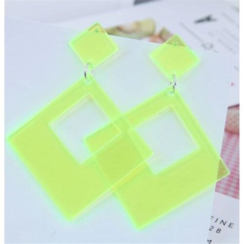 New Fashion Big Geometric Fluorescent Square Acrylic Drop Earrings For Women Neon Colors Dangle Earring Party Jewelry Gifts