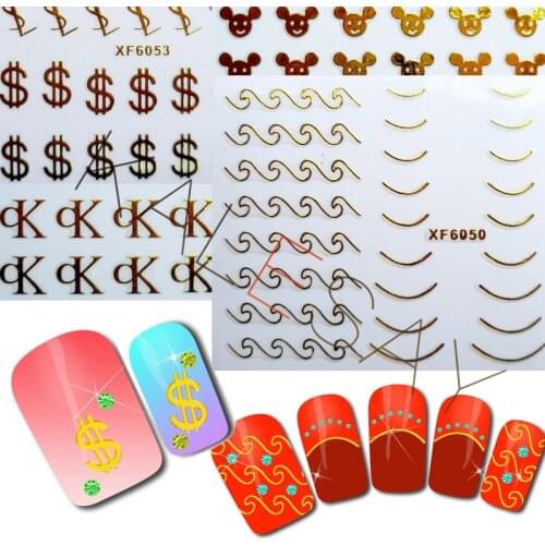 New Fashion Nail Stickers 3D Self-Adhesive Nail Art Sticker Manicure Design Back Glue Tips Stickers on The Nail Decoration