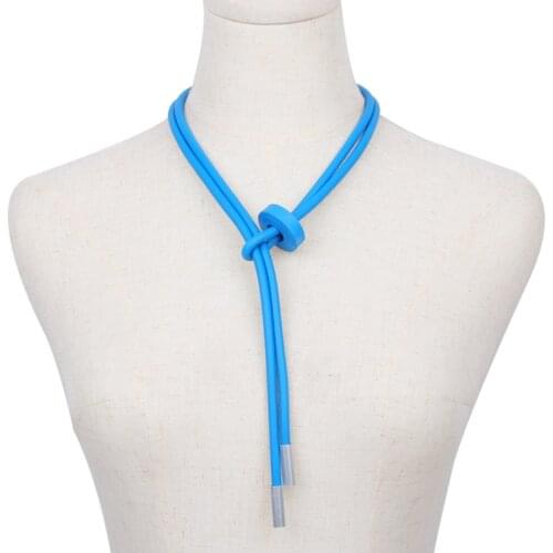 YD&YDBZ Multicolor Circle Pendant Necklaces Women Adjustable Chains Rubber Jewelry Necklace Black Rope Boho Clothes Accessories