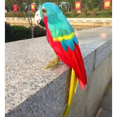 Foam&feathers parrot bird about 30cm coloured red- green feathers parrot model prop.garden decoration Xmas gift w0877