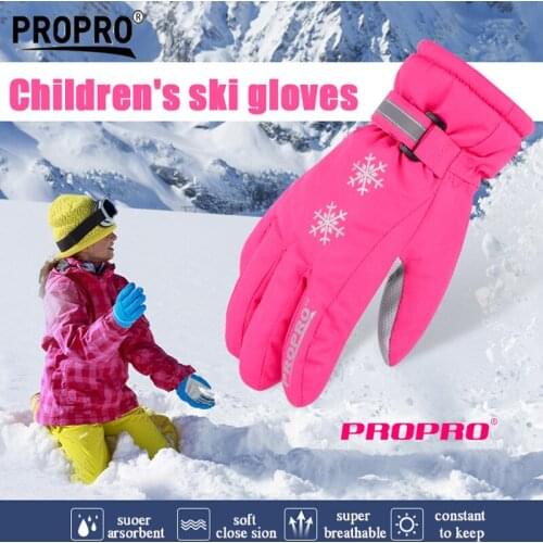 Winter Professional Ski Gloves Kids Waterproof Warm Gloves Snow Kids Windproof Skiing Snowboard Gloves