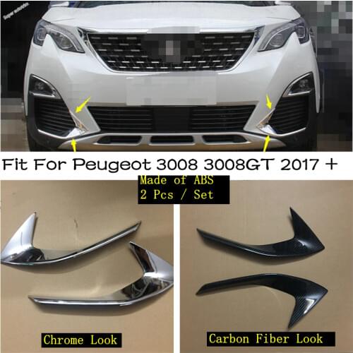 Chrome Front Head Fog Lights Foglight Lamps Eyelid Eyebrow Strip Cover Trim Fit For Peugeot 3008 3008GT 2017 - 2020 Accessories