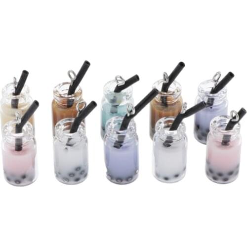 20 Pcs Pearl Milk Tea Design Resin Charms Pendant Jewelry DIY Making Crafts