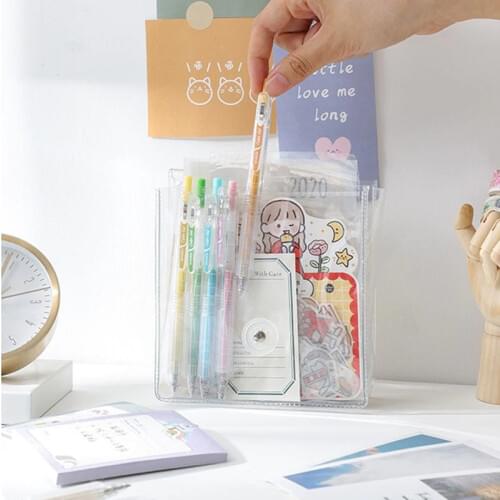 Korean INS Style Transparent PVC Winding Wire Storage Bag Tape Stickers Aesthetic Portable Waterproof Small Pen Bag Stationery