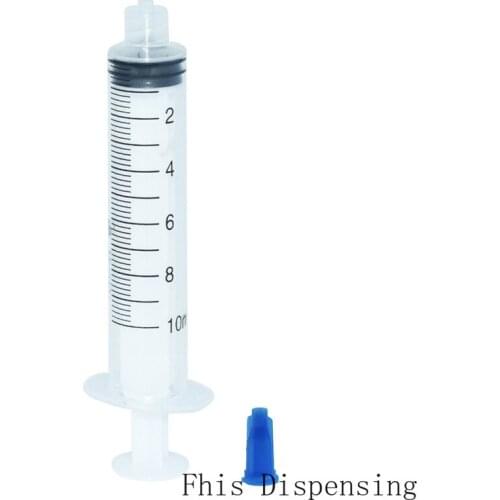 Dispensing Syringes 10cc 10ml Plastic with Tip Sky Blue Cap Pack of 50