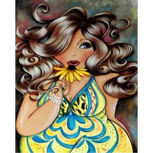 Sexy Women Diamond Painting Cross Stitch Full Round New DIY 5D Chubby Portrait Home Decorative Mosaic Embroidery