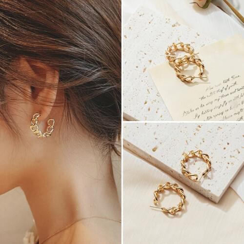 Golden Small hoop Earrings Korean Geometry Metal Gold Earrings For women Female Vintage Drop Earrings 2020 Trend Fashion Jewelry