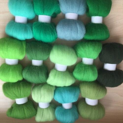 Wool needle felting poke fun DIY roving felt 100% merino wool fiber green color 10g/13pcs/lot